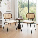 Rattan Dining Chairs Set of 4, Mid Century Modern Dining Chairs with Cane Back for Kitchen Dining Room, 19 Inch Faux Leather Beige by CozyNest Decor