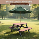 6FT Outdoor Picnic Table and Bench Set with 2" Umbrella Hole, WPC Tabletop Seattop Patio Dining Set for 6 People, Outdoor Dining Table and Chair for Park Garden Yard Patio- Brown by GreenHaven Gardens