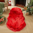 AMTOVO Faux Sheepskin Rug, Red Ultra Soft Fluffy Shag Area Rug, 2 x 6 ft Faux Fur Rug for Bedroom Sofa Throw Cushion Room Decor, Sheepskin by CozyNest Decor