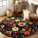 Floral 6ft Area Rug Machine Washable Soft Print Boho Carpet Non Slip Doormat Low Pile Flower Area Rugs for Living Room Bedroom Nursery Kitchen Dining Room Indoor-Black by TinyTreasures Baby Boutique