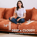 Modern Minimalist Chenille Modular Sectional Sofa, Oversized Couch and Loveseat Set with Thick Cushions, Upholstered Sofa for Small Spaces, Living Room, Bedroom, Office, Apartment(Orange,75" Loveseat) by CozyNest Decor