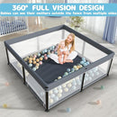TOREVSIOR Foldable Baby Playpen with Mat, 50"×71" F oldable P laypen for Babies and Toddlers, Indoor & Outdoor Kids Safety Play Pen, Portable Play Yard, Foldable Baby Playpen with 50 Ocean Balls by TinyTreasures Baby Boutique