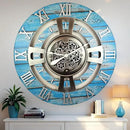 The Gears Clock Real Moving Gear Wall Clock England Line (Ocean Blue, 36 inches (90 cm)) by CozyNest Decor