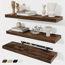 Fun Memories Floating Shelves Wall Shelf 24 inches Long, Farmhouse Bathroom Shelves Bedroom Kitchen Living Room Shelf Wall Mounted, 24 x 6.7 x 1.4 inch Set of 3, Rustic Brown by CozyNest Decor