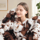 Touchat Cow Print Blanket for Couch, Faux Fur Throw Blanket, Super Heavy Warm Cozy Blankets for Bed Sofa, Bubble Plush Fuzzy Soft Mink Blanket for Living Room Bedroom, Cow Brown by CozyNest Decor