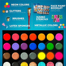 Face Painting Kit for Kids - 28 Colors Professional Face Paint Kit, Non-Toxic and Hypoallergenic, Stencils, Book, Halloween Makeup Kit - Safe and Easy to Use Face Paint Kit for Kids by TinyTreasures Baby Boutique