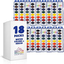 Color Swell Washable Bulk Watercolors, 18 pack, 8 Colors, Wood Brush, Classroom Bulk Pack - Bulk Watercolors by TinyTreasures Baby Boutique