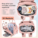 Dikaslon Diaper Bag Backpack with Portable Changing Pad, Pacifier Case and Stroller Straps, Large Unisex Baby Bags for Boys Girls, Multipurpose Travel Back Pack Moms Dads, Pink by TinyTreasures Baby Boutique