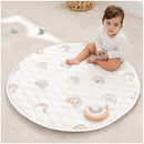 Comfy Cubs Round Kids Play Mat -Small 36 inches Soft Quilted Baby Floor Mat with Non-Slip Bottom - Plush Design for Toddlers' Playtime and Relaxation - Comfortable and Durable - Rainbow by TinyTreasures Baby Boutique
