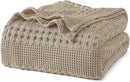 PHF 100% Cotton Waffle Weave Blanket Queen Size, Soft Lightweight Breathable Cozy Summer Blankets for Bed, Luxury Aesthetic Woven Bedding for Home Decor, 90"x90", Simply Taupe by CozyNest Decor