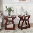 End Tables Living Room Set of 2,Cherry End Table with Charging Station,Side Table, Nightstand for Bedroom, 3 Tier End Table with Storage Shelf for Living Room(Cherry) by CozyNest Decor