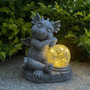 Garden Dragon Figurine Solar Powered Outdoor Cute Dragon with Hold Glowing Glass Ball Resin Sculpture for Porch Patio Lawn Farm Yard Home Decoration Gift for Women Housewarming by CozyNest Decor