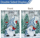 Hello Winter Gnome Garden Flag 12x18 Double Sided Burlap Cardinals Snowflakes Snow Yard Flags for Christmas Seasonal Outside Outdoor House Decoration (ONLY FLAG) by CozyNest Decor