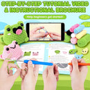 Crochet Kit for Beginners - Frog Family Crochet Kits with Step-by-Step Video Tutorials, Beginner Crochet Kit for Adults and Kids, 2 PCS Frogs and 3 PCS Tadpoles Crocheting Set by TinyTreasures Baby Boutique