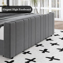 HOMBCK Full Bed Frame with Headboard, Upholstered Platform Bed Full Size with Velvet Headboard & Footboard/Vertical Channel Tufted/Wooden Slats/Noise Free/No Box Spring Needed/Easy Assembly, Grey by CozyNest Decor