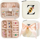 AYGXU Travel Jewelry Box for Women and Girls - Small Case With Initial A-Z - Teacher Gifts by TinyTreasures Baby Boutique