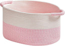 Storage Baskets for Organizing | 15"x10.2"x9.1" - 1 Pack Nursery Bin with Handles - Woven Cotton Rope Baskets for Dog Toys, Books, Shelf, Bathroom,Closet -Pink Basket for Girls by TinyTreasures Baby Boutique