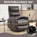 Manual Swivel Rocker Recliner Chair for Adults, Overstuffed Reclining Glider Chair for Nursing with Vibration Massage & Heat, Living Room Rocking Recliner 3-Stage backrest, Faux Leather Brown by CozyNest Decor
