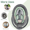Baby Car Seat Head Support for Newborn, GFU 2 in 1 Infant Car Seat Head Body Support with Strap Pads, Soft Stroller Cushion Pillow Insert for Girls and Boys, Fits for Stroller, Swing, Green by TinyTreasures Baby Boutique