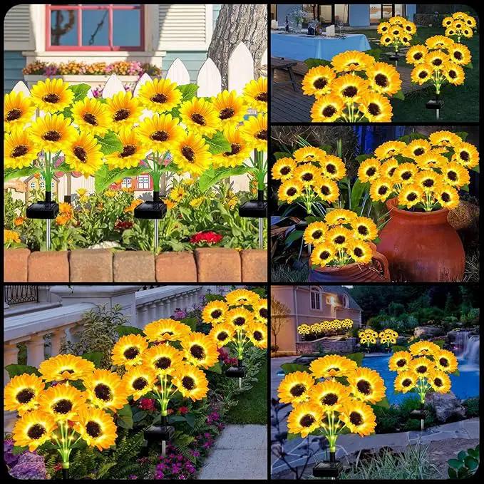 Solar Lights Outdoor Garden Decor,4 Pack with 24 Sunflower Lights,Solar Flowers Lights Waterproof,Sunflowers Gifts for Mom Women Grandma Birthday,Decorative Stakes Lights for Landscape Yard Patio Lawn, photo 5 of 8