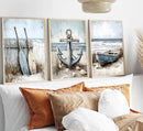 3Pcs Nautical Beach Wall Art Sailboat Paddle and Anchor Paintings Pictures Wall Decor Nautical Coastal Posters Prints Artwork for Living Room Bedroom Home Office Corridor Home Decroation Unframed by CozyNest Decor