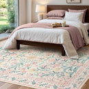 Wonnitar Washable Area Rug 6x9, Pink Floral Rugs for Bedroom Girls Soft Living Room Carpet Ultra-Thin, Boho Non Slip Non-Shedding Pastel Nursery Carpet for Kids Room Playroom Dorm by TinyTreasures Baby Boutique