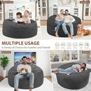 4FT Bean Bag Chair, Large Bean Bag Chairs with Memory Foam Filled, Fluffy Beanbag Sofa with Dutch Velvet Cover, Round BeanBag Chairs for Living Room, Playroom - Grey by TinyTreasures Baby Boutique