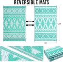OLANLY Outdoor Rug Waterproof 9x12 ft, Reversible Outdoor Plastic Straw Rug, Boho Patio Rug, Indoor Outdoor Carpet, RV Mat Outside for Patio, Camp, Picnic, Balcony, Deck, Backyard, Turquoise & White by GreenHaven Gardens