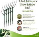 Stackable Monstera Plant Support Stakes, Climbing Plants Support Structures for Indoor & Outdoor Use, Garden Accessories, Alternative to Moss Pole - Monstera Green, 5 Pack, 17" L by GreenHaven Gardens