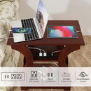 End Tables Living Room Set of 2,Cherry End Table with Charging Station,Side Table, Nightstand for Bedroom, 3 Tier End Table with Storage Shelf for Living Room(Cherry) by CozyNest Decor