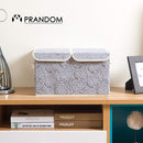 PRANDOM Large Foldable Storage Bins with Lids Fabric Decorative Storage Box Cubes Organizer Containers Baskets with Cover Handles Removable Divider for Home Bedroom Closet 17.3x11.8x9.8 Inch 3 Pack by TinyTreasures Baby Boutique