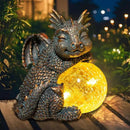 WONDER GARDEN Dragon Statue - Sleeping Dragon Figurines Solar Light Resin Garden Statues with Crackled Glass Globe Outdoor Waterproof Lawn Ornament Decor by CozyNest Decor