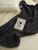 YnM Chunky Throw Blanket, Medium-Weight, Hand Knitted, Skin Friendly, Ventilated and Breathable, Machine Washable, Home Décor Piece for Couch, Sofa and Bed (Charcoal Grey, 60x80 Inch)