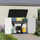 HOMSPARK Storage Shed Weather Resistance, Multi-Purpose Outdoor Storage Cabinet for Backyards and Patios, Horizontal Storage Shed for Lawnmower, Patio Accessories (Off-White, Large - 48 cu.ft) by GreenHaven Gardens