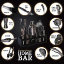 Highball & Chaser 13-Piece Cobbler Cocktail Shaker Set: Black Polished Stainless Steel Bartender Kit for Home Bar Set | Laser Engraved Tools Plus E-Book with 30 Recipes by CozyNest Decor