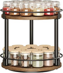 Lazy Susan Organizer, Rotating Spice Rack, 2 Tier Spice Turntable Organizer, Industrial Turntable Spice Holder, for Kitchen Countertop and Cabinet, Compact and Versatile, Rustic Brown SR22BR by CozyNest Decor