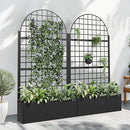 Casaphoria Metal Raised Garden Bed with Trellis and Wheels, 72"x35"x16" Arched Planter Box for Climbing Plants, Vegetables & Vines, Features Drainage Holes and Privacy Screen (Black-Grid) by GreenHaven Gardens