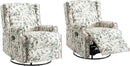 UIXE Swivel Rocker Manual Recliner Chairs Set of 2, Wingback Swivel Glider Fabric Nursery Reclining Sofa Chair, High Back Upholstered Arm Chair for Living Room Bedroom - Bird Pattern by CozyNest Decor