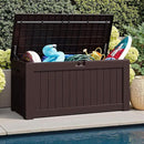JUMMICO 120 Gallon Resin Deck Box, Large Outdoor Storage Box Waterproof & Lockable for Garden, Patio, Pools (Deep Brown) by CozyNest Decor