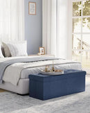 SONGMICS MAZIE Collection - 43 Inches Folding Storage Ottoman Bench, Ottoman Foot Rest, End of Bed Bench, Storage Chest, Load 660 lb, for Living Room, Bedroom, Entryway, Midnight Blue ULSF77IN by CozyNest Decor