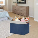 DULLEMELO Large Rectangular Baskets for Storage 16"x12"x12" [2 Pack] Collapsible Storage Baskets for Organizing Closet, Clothes, Toys (White & Blue) by TinyTreasures Baby Boutique