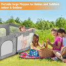 Foldable Baby Playpen with Gate, Extra Large Collapsible Play Yard for Babies & Toddlers, Portable Travel Play Pen with Fence, Safe Activity Center for Indoor & Outdoor Use (59"×71" Grey) by TinyTreasures Baby Boutique