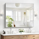 40x48inch Silver Bathroom Mirror, Silver Rectangle Mirror with Frame, Large Rectangular Wall Mirrors for Bathroom, Living Room, Hair Salon, Big Farmhouse Mirror Hang Horizontal/Vertical by CozyNest Decor