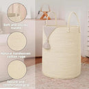 Large Woven Laundry Basket Hamper,80L Cotton Rope Storage Bin for Blankets,Toys and Clothes,Decorative Tall Nursery Hamper for Living Room,Baby Nursery,Bathroom and Bedroom,Beige by CozyNest Decor