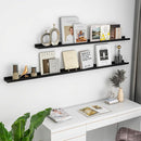 Solid Ash Wood Picture Ledge Shelf, Floating Shelves Set of 2, 56 Inch Long Large Ledge Shelves, Nursery Book Shelves Wall Mounted for Living Room Bedroom Kitchen Decor Kids Bookshelf, Black by TinyTreasures Baby Boutique
