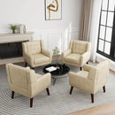 UIXE Faux Leather Accent Chairs Set of 4, Modern Arm Club Chair Upholstered Armchair for Living Room, Comfy Single Sofa Seats Button Tufted Reading Seating, Cream by CozyNest Decor