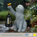 Solar Cat Garden Statue Outdoor Decor, Cat Sculpture with Lantern and Butterfly for Yard Lawn Patio Balcony, Birthday Housewarming Gifts for Mom, Grandma, Women, 9.4 inch, Resin by CozyNest Decor