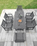7 Pieces HDPE Outdoor Dining Set, Patio Dining Set with Umbrella Hole, All Weather Outdoor Dining Table Sets for 6, HDPE Patio Furniture Sets for Deck, Backyard, Lawn, and Poolside, Smoke Gray by CozyNest Decor
