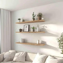 36 Inch Floating Shelves for Wall Rustic Light Wood Wall Shelves for Bedroom Set of 4 by CozyNest Decor