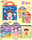 Benresive Reusable Sticker Books for Kids 2-4, Sticker Books for Toddlers 1-3 2-4, Toddler Travel Toys Activities Crafts Gifts - Dinosaurs, Space and Body by TinyTreasures Baby Boutique